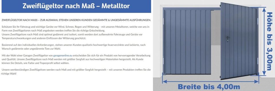 ⭐Tor für DDR Garage Günstige Garagentore aus Polen nach Maß I Garagen-Drehflügeltore  Doppelflügeltor aus Polen  KOSTENLOSE VERSAND Flügeltor Tor nach Maß Garagentor GARAGENTOR KONFIGURATOR⭐ in Berlin