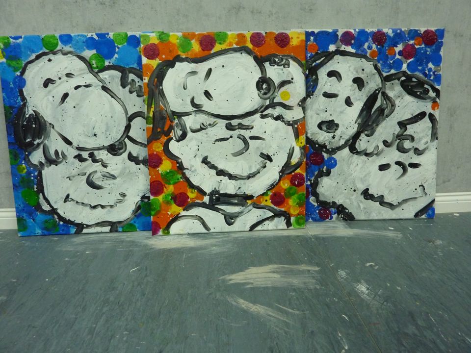 Original Bild Acryl Gemälde Snoopy Peanuts Comic abstrakt bunt in Porta Westfalica