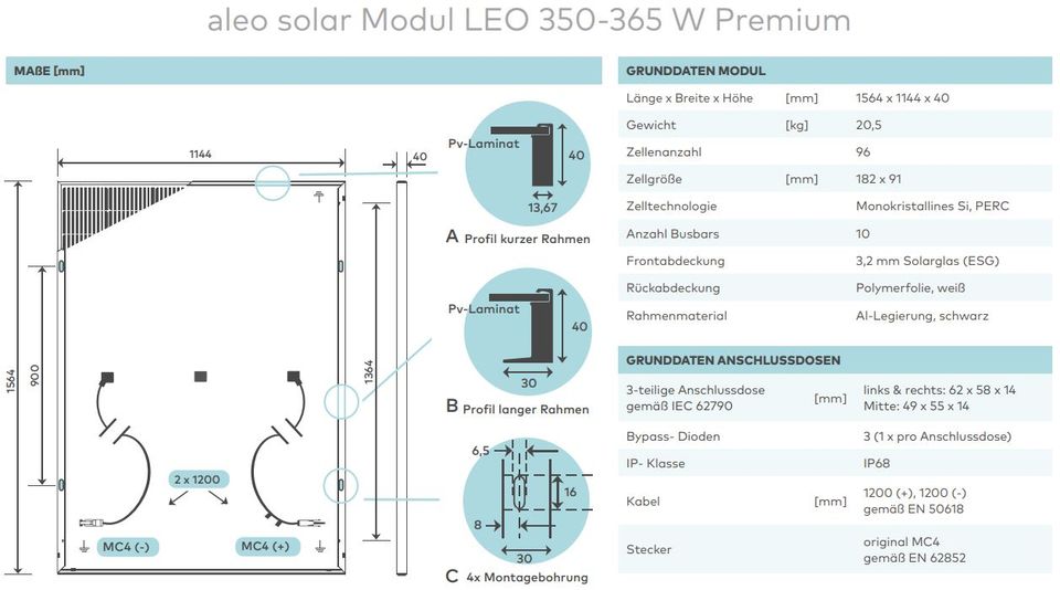 Aleo Solar – LEO 360 W – Premium PV-Modul Solarmodul in Wachtendonk