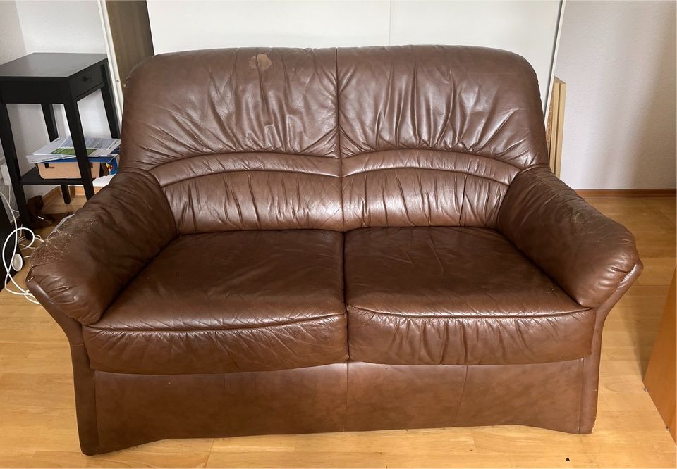 Couch Sofa Zweisitzer braun Leder in Berlin