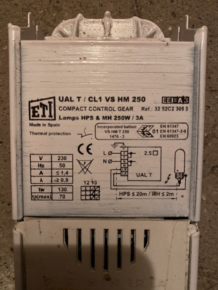 Vorschaltegerät für HPS&MH-Leuchtmittel 250W in Langenhagen