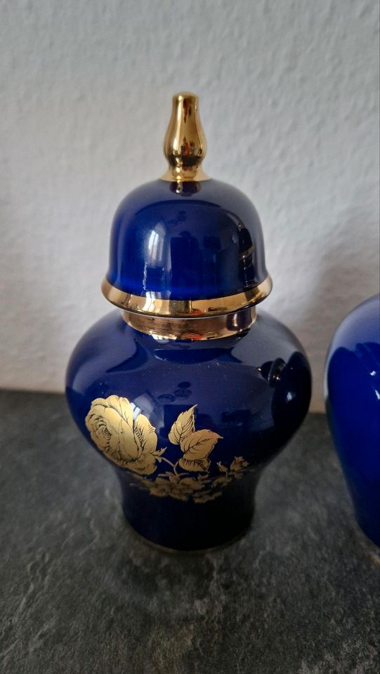 2 Deckelvasen KPM Royal Porzellan Bavaria Echt Kobalt blau Vase in Chemnitz