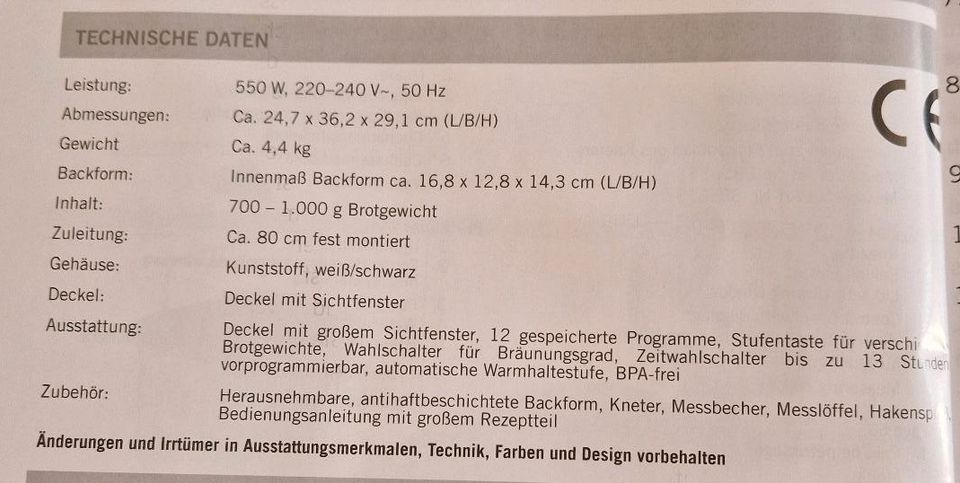 Brotbackautomat Backmeistet Design Unold 68010 in Bad Frankenhausen/Kyffhäuser