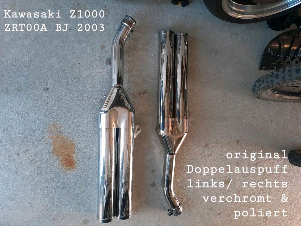 Original Kawasaki Z1000 ZRT00A Auspuff poliert, gebraucht in Steinberg am See