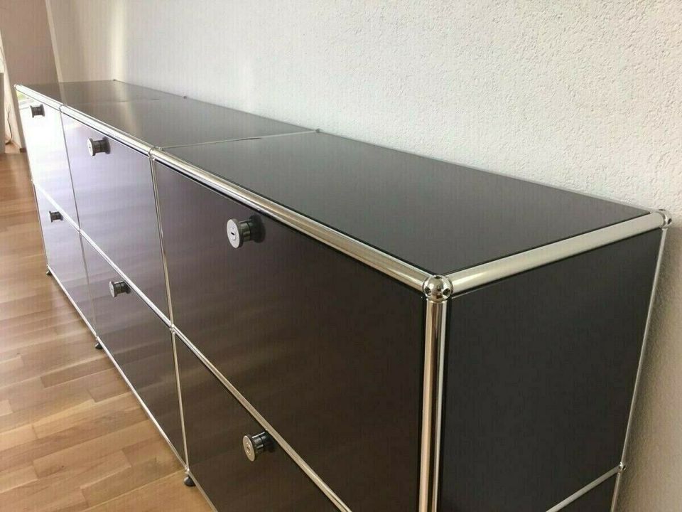 USM Haller Sideboard Graphitschwarz 228x74x37cm Refurbished in Leipzig