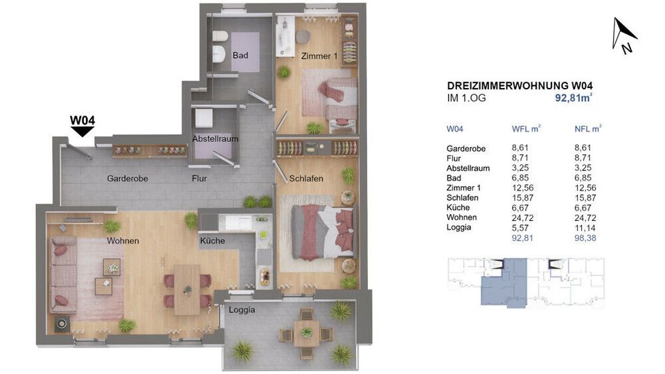 Neubau: Großzügige 3-Zimmer Etagenwohnung mit Loggia in Oppenheim