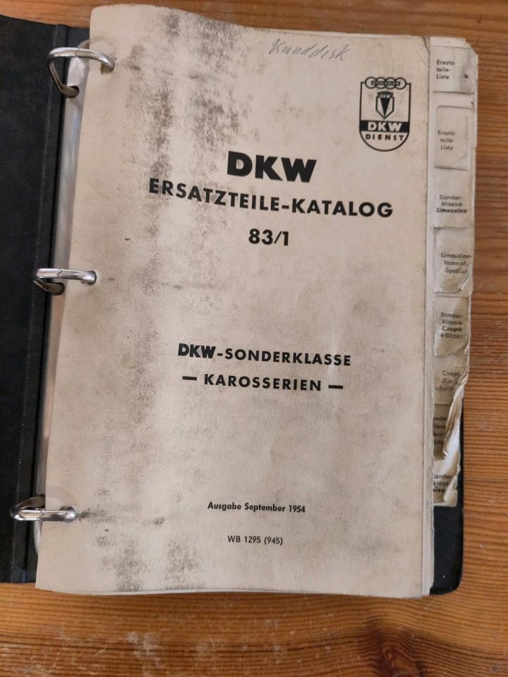 DKW Ersatzteilkatalog 83/1 Sonderklasse 1954 in Weißenberg