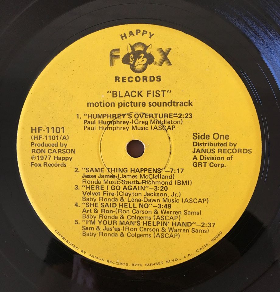 OST Black Fist VINYL Promo LP Soul FUNK Soundtrack HAPPY FOX 1977 in Bünde