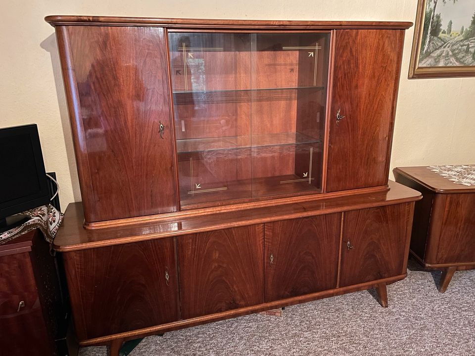 Alter Schrank Vitrine Buffet Sideboard Schrankuhr in Neustadt an der Orla