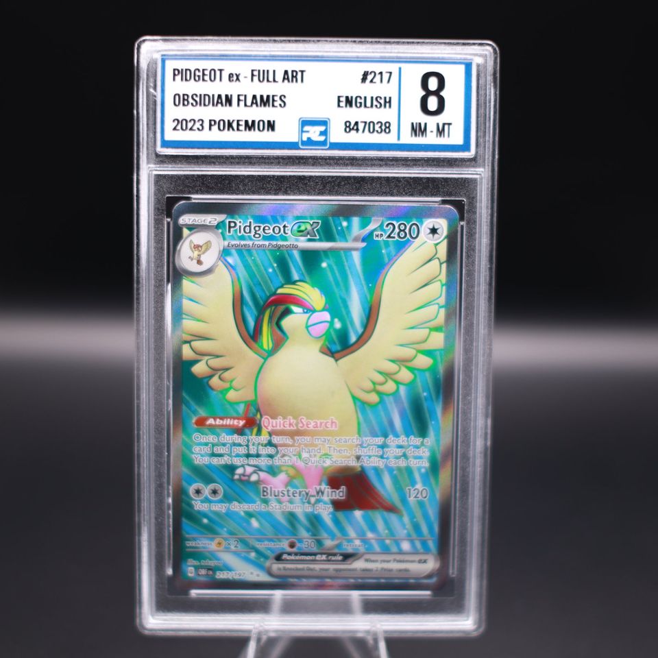 PC Grade 8 2023 Pokemon Pidgeot ex Full Art Obsidian Flames EN in Grafenwöhr