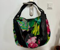 Vintage 80er Shopper Handtasche Chenille Leder schwarz Blumen Düsseldorf - Pempelfort Vorschau