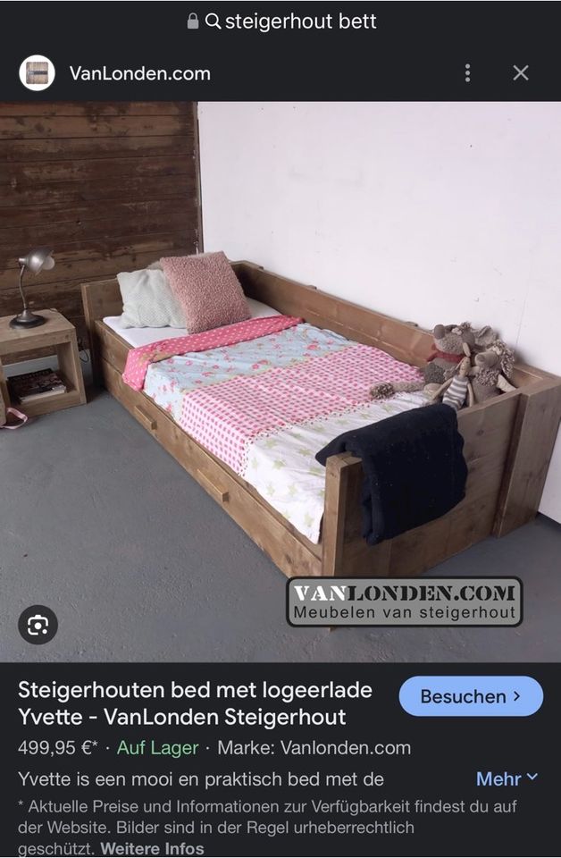 Cooles Steigerhout Kinderbett Holz Gästebettauszug UVP599€ in Heubach