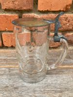 Bierkrug Antik Glas Seidel mit Zinndeckel Bodenmarke Krone Thüringen - Bad Langensalza Vorschau