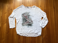 DITO - weiße Bluse mit Motiv - Größe L Bayern - Karlstadt Vorschau