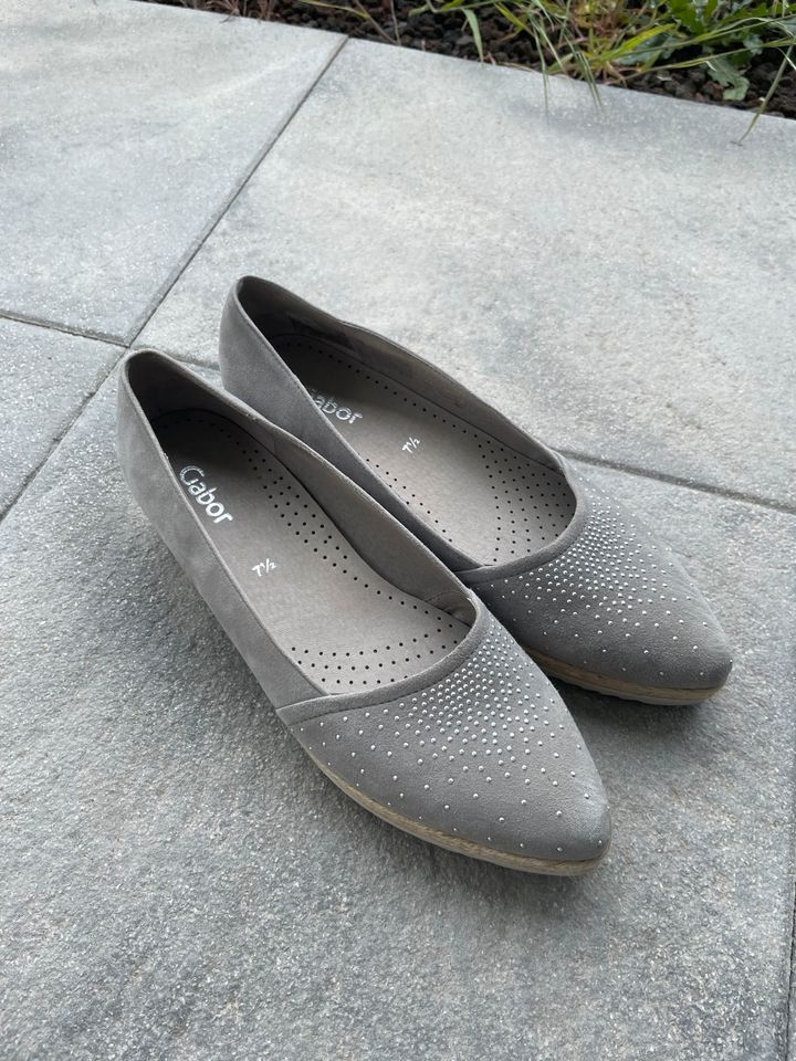 Neue Gabor Ballerinas elegantes grau Glitzer 7,5 (40,5) in Undenheim