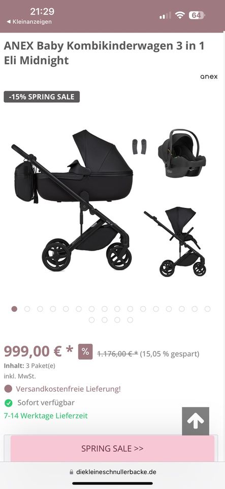 Anex Kinderwagen buggy Leder schwarz neuwertig in Köln