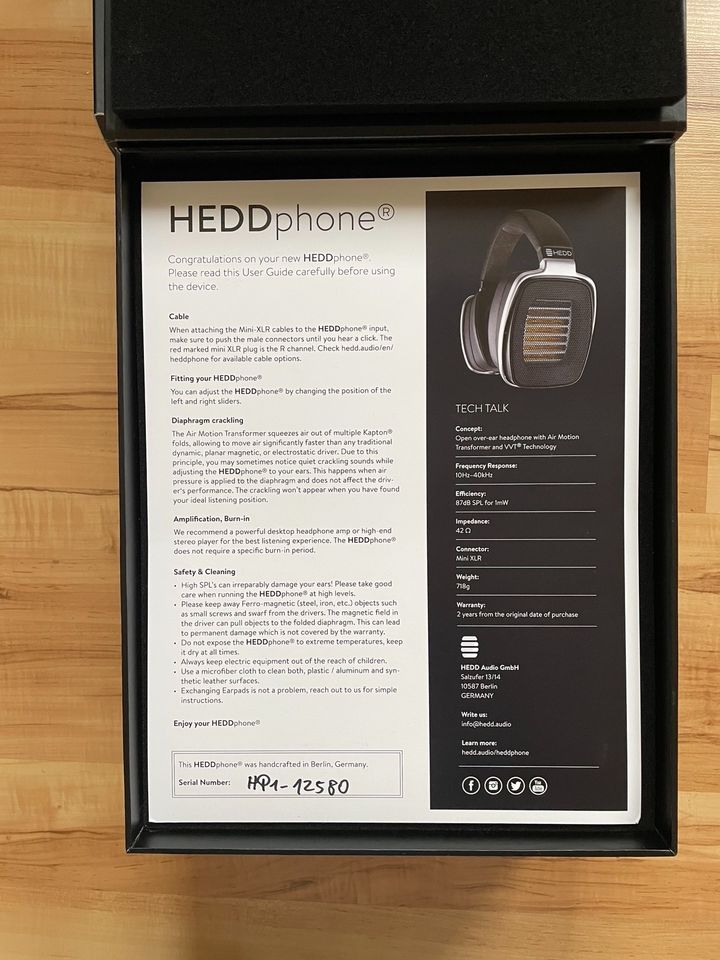 HEDD HEDDPhone HiFi Kopfhörer inkl. Anschlusskabel - neuwertig in Regensburg