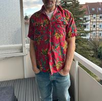 Hemd kurzarm Seide Seidenhemd rot Muster L vintage Herren silk Hessen - Eschwege Vorschau