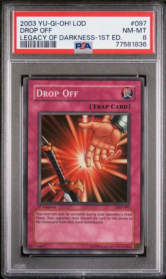 Yugioh Drop Off 1st Edition PSA 8 Englisch LOD Super Rare in Kreuzau