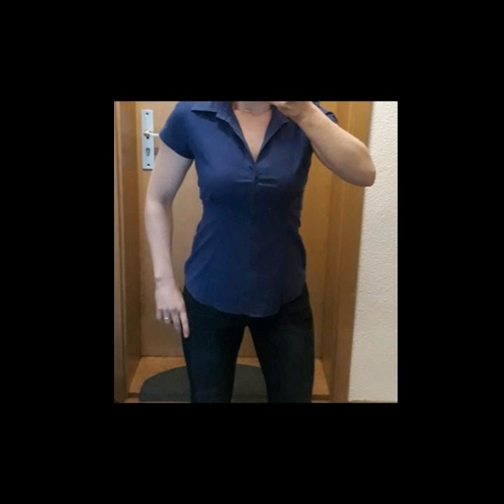 Bluse Hemd Tshirt neu königsblau tailliert stretch XS S 32 34 in Mülsen