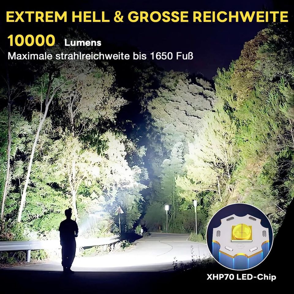 Gisaae Taktische Taschenlampe Led Aufladbar 10000 Lumen Neu in Schwerte