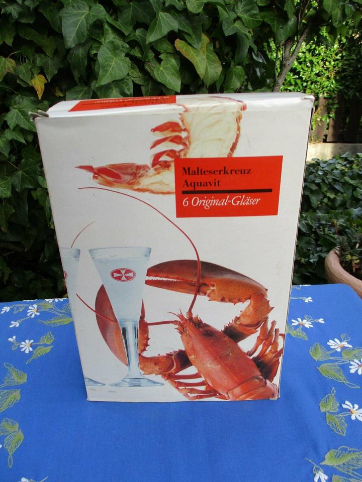 6 Original Malteserkreuz Aquavit Gläser 2cl im Geschenkkarton in Frechen