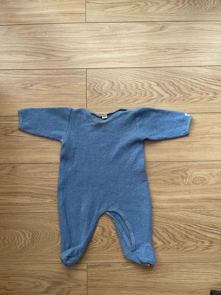 Lilano Schurwolle Overall Anzug Schlafanzug blau 86 in Halle