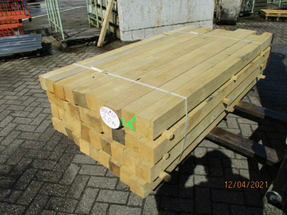 7 Stück Eichenkanthölzer, 2 m lang, 100 x 100 mm, neu in Neuenhaus