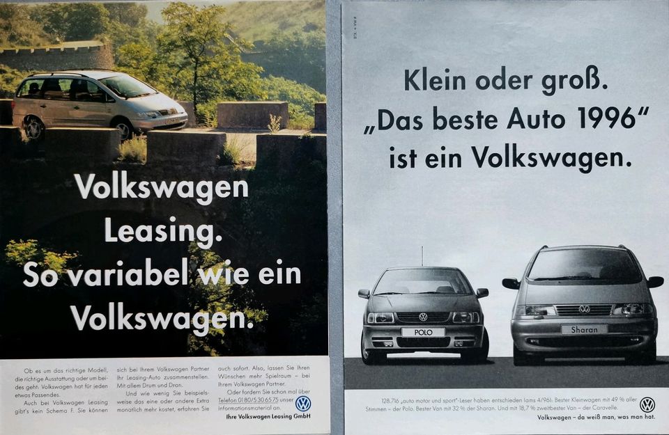 VW Sharan 7M8 7M9 Reklame Berichte 2,0 CL GL TDI Carat VR6 in Hanau