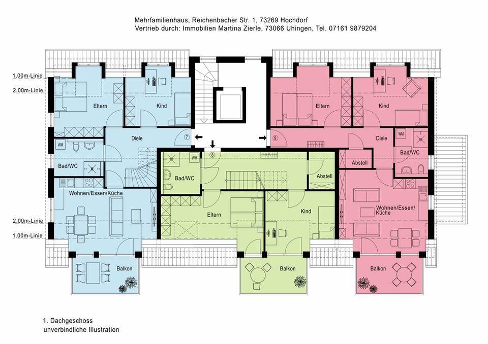 Neubauprojekt in Hochdorf, 4 Zi.-Maisonette-Whg. 1.+2.DG, Balkon u. Dachterrasse, KfW55, Aufzug, TG! in Hochdorf