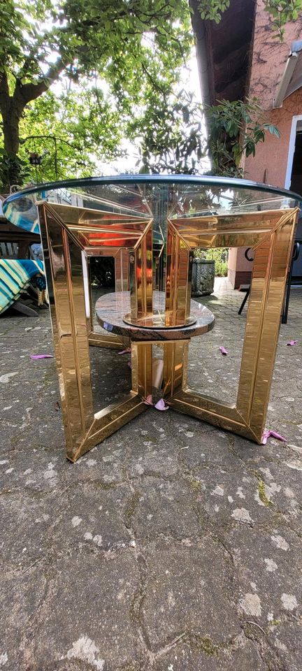 Glastisch mit Granitplatte, 24 Karat vergoldet in Dahme/Mark