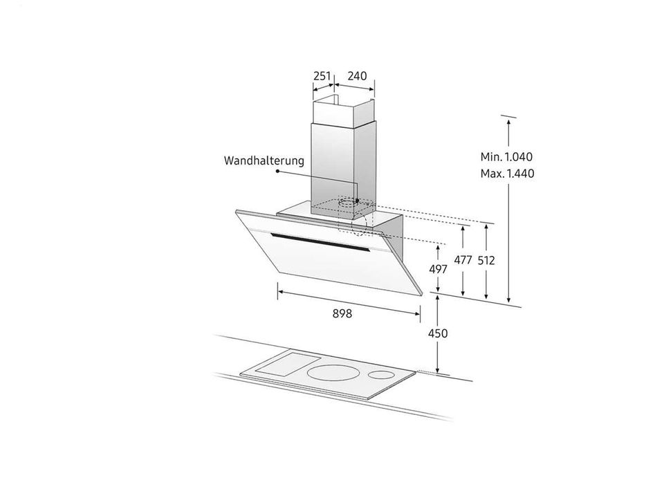 Samsung NK36M7070VB/UR Kopffreihaube 90 cm Glas-Schwarz in Kaiserslautern