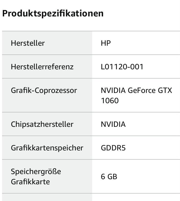 HP GeForce GTX 1060 6 GB GDDR5 DVI HDMI 3x DP PCI-E in Kassel