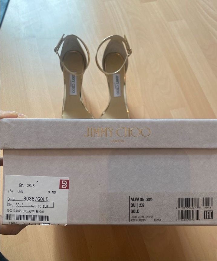Jimmy Choo Sandaletten Modell Alva 85 in gold zu verkaufen! in München