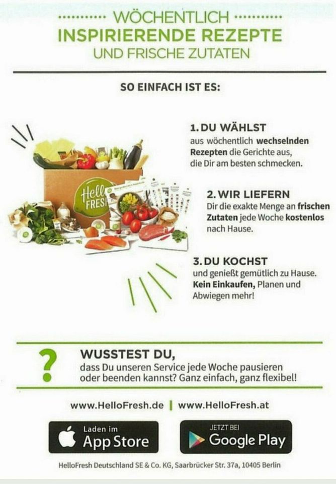 ⚠️ GUTSCHEIN bis zu 30 € online HelloFresh de at ツ in Daiting