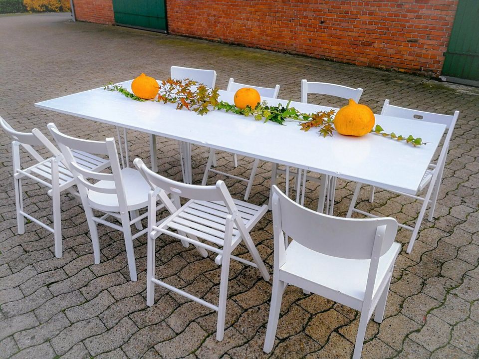 Holztisch weiß - Party - Hochzeit - Event - mieten in Versmold