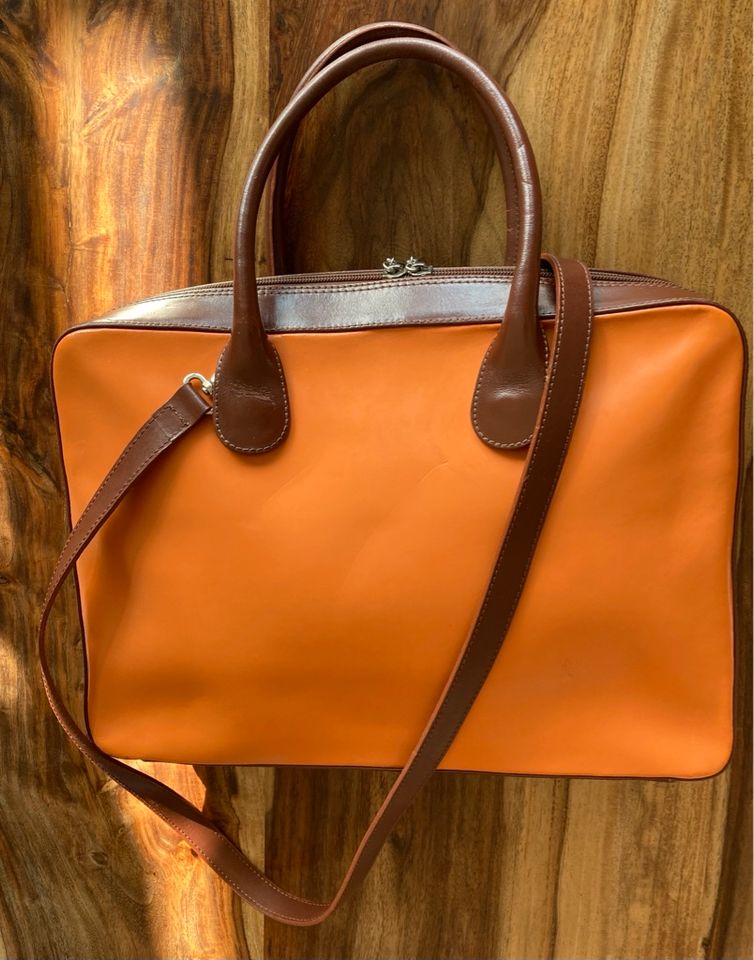 Businesstasche Tasche orange braun Leder Laptoptasche Handtasche in Hausen