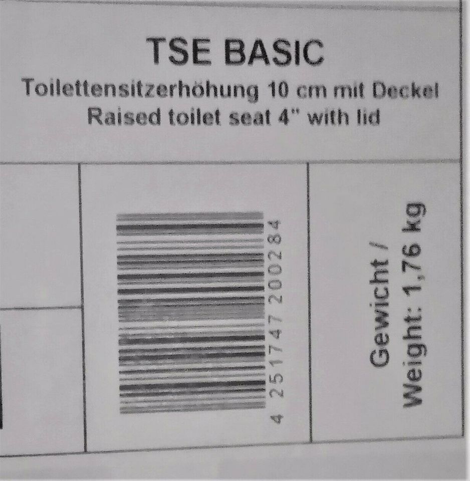 Toilettensitz-Erhöhung mit Deckel 10cm. Neu. OVP. in Hagen