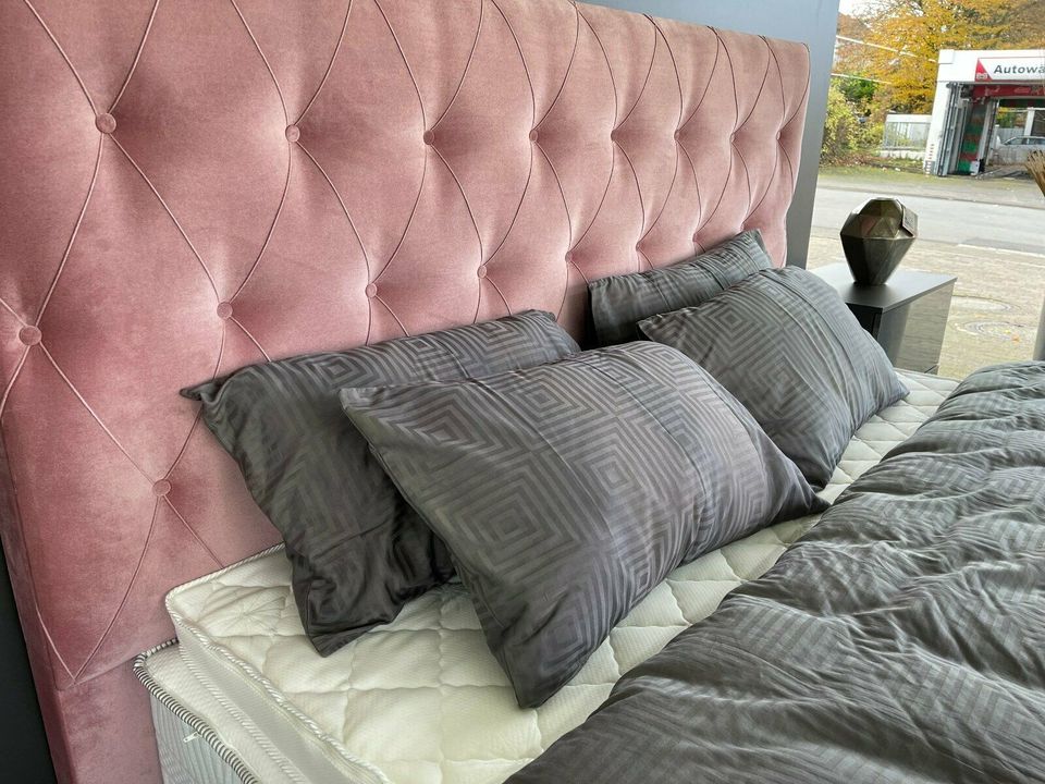 Boxspringbett Design Chesterfield Hoch Bett 180x200 Samt Rosa in Bielefeld