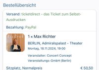 1 ticket maxdicjyer Admiralspalast 18.11.2024 Friedrichshain-Kreuzberg - Friedrichshain Vorschau