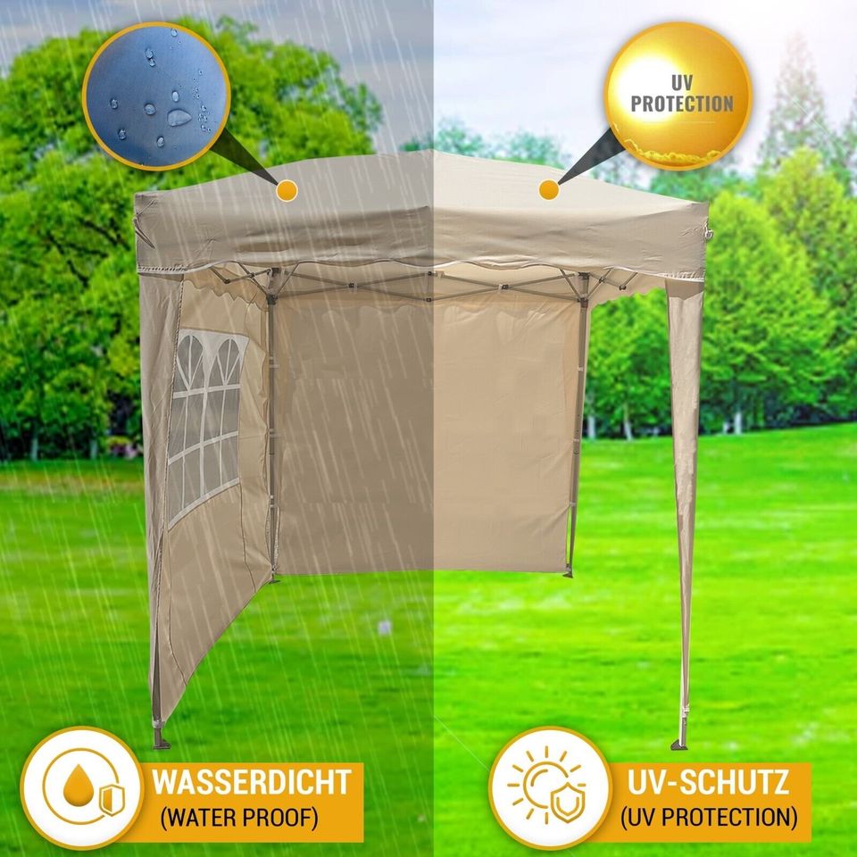 Faltpavillon 2x2 m ink 4 Seitenteile Wasserdicht Partyzelt BEIGE in Essen