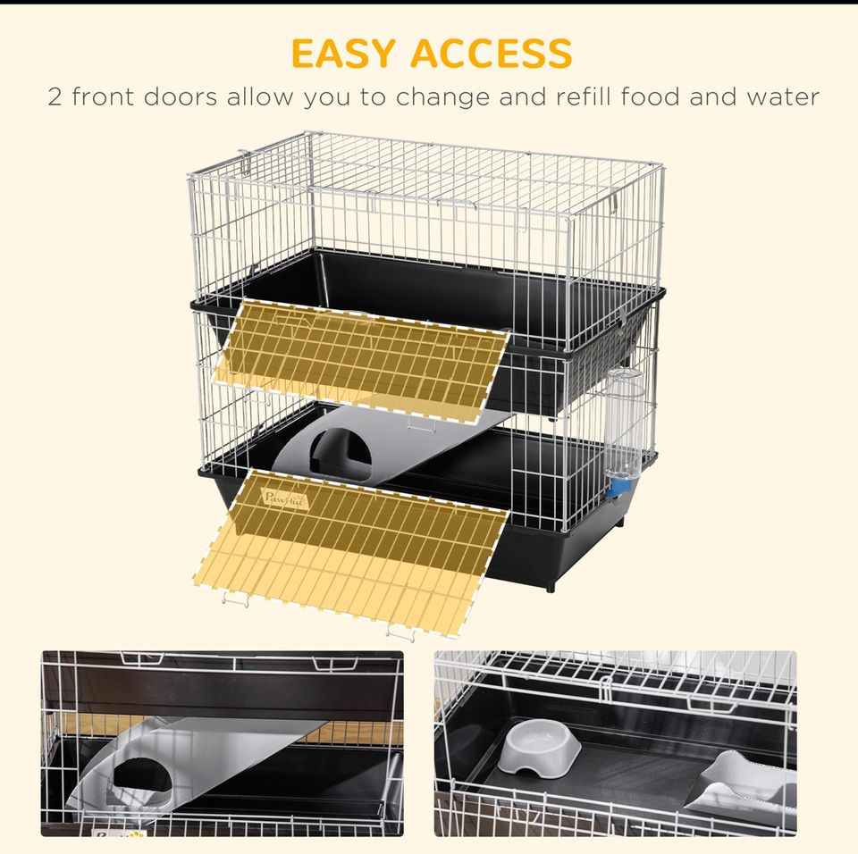 2-stöckiger Kleintierkäfig mit 2 Türen, Tabletts, Schüssel in Kassel