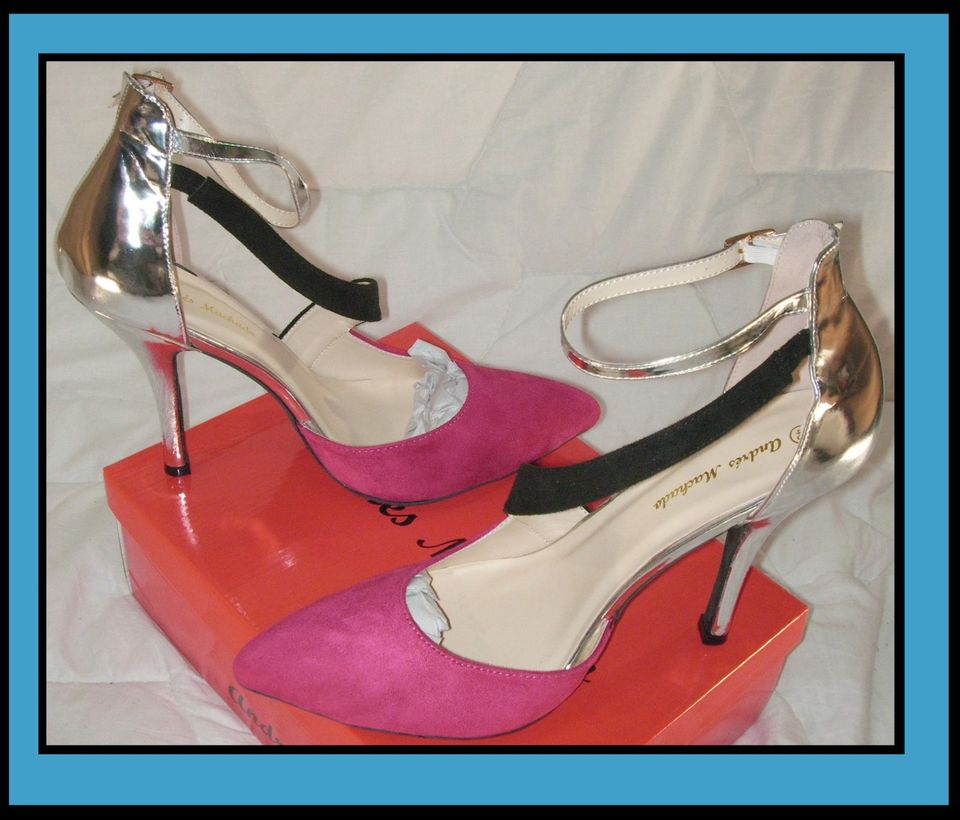 Elegante Spangen Silber-Fuchsia High Heels Pumps gr.45 uvm. in Duisburg