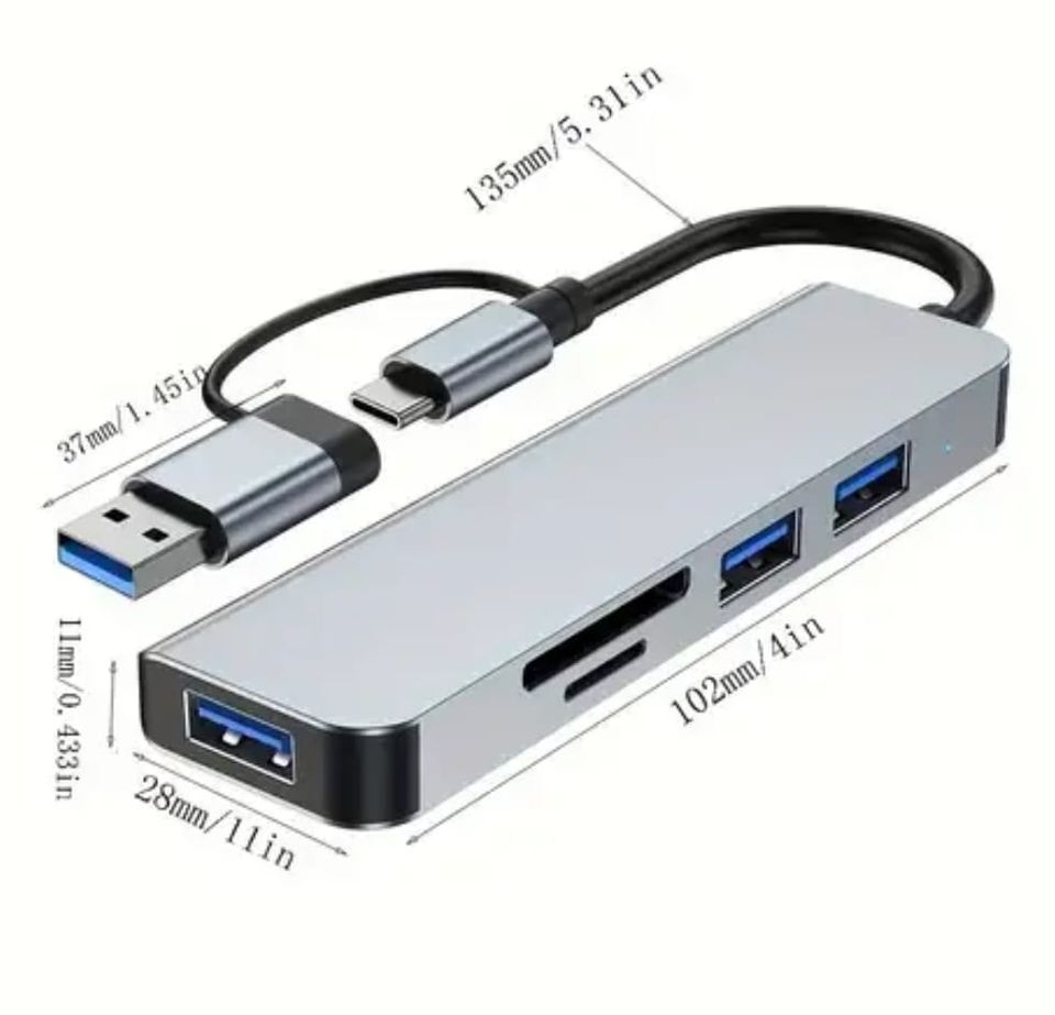 USB Hub 5in1 Typ-C / USB-A / SD-Karte / Mikro SD Card in Berlin