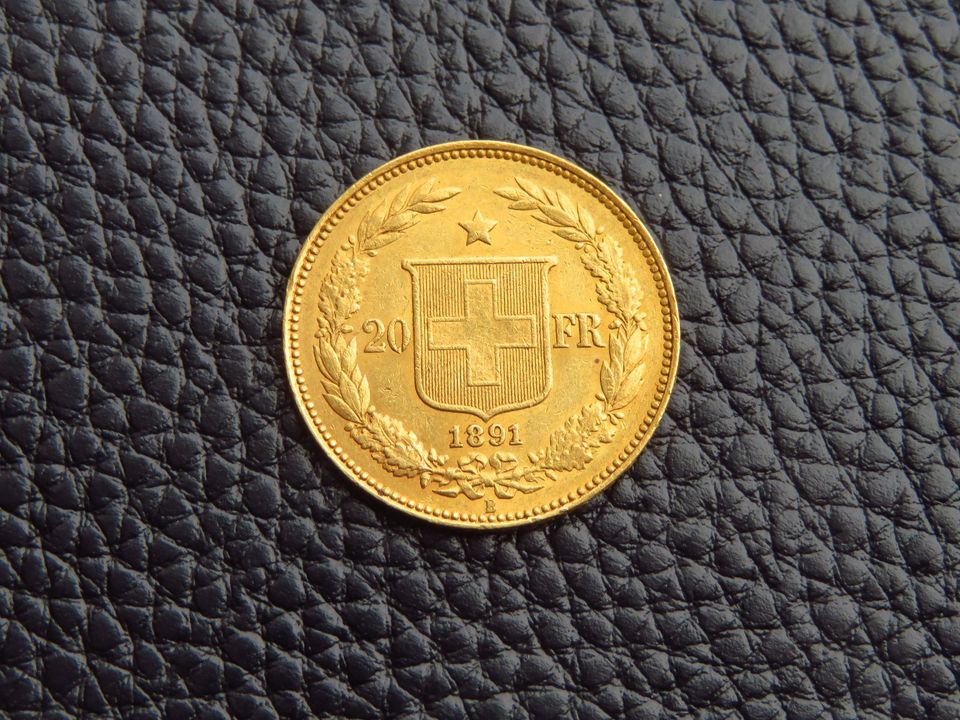 20 Schweizer Franken Helvetia Goldfranken 1891 B in Taucha