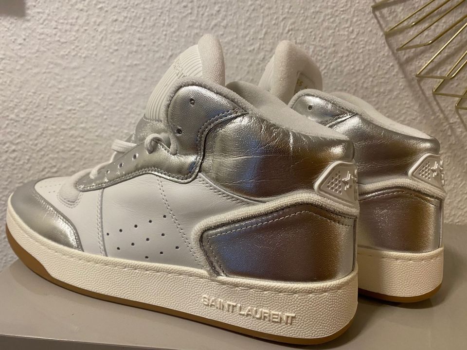 YSL - Saint Lauren Sneaker weiß-silber in Leichlingen