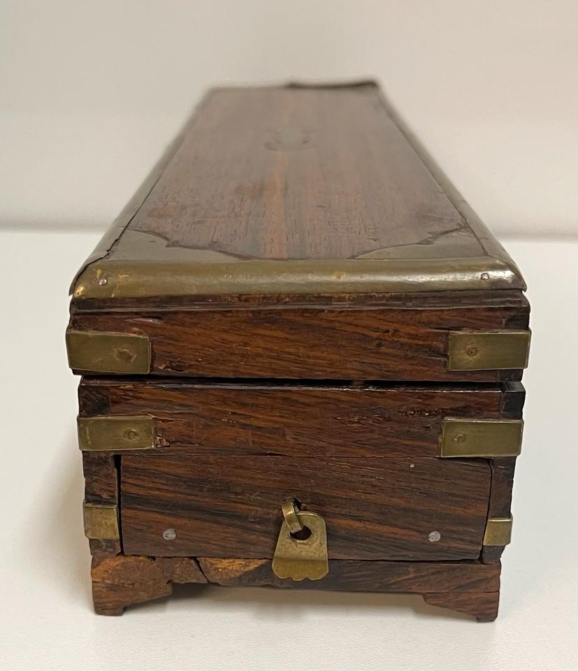 Antique Holz Stiftebox Hülle Stift Box Messing Kiste Defekt in Abstatt