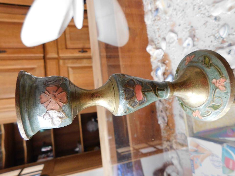 Kerzenhalter aus Bronze und Emaille vintage 3 Stück in Castrop-Rauxel
