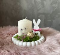 Kleiner Osterteller und Hase Raysin mit Stumpenkerze Ei Deko Hessen - Willingshausen Vorschau