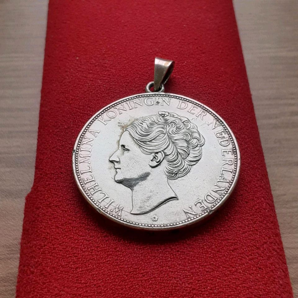 2 1/2 Gulden Silbermünze 1938, Königin Wilhelmina, 720er Silber in Jülich